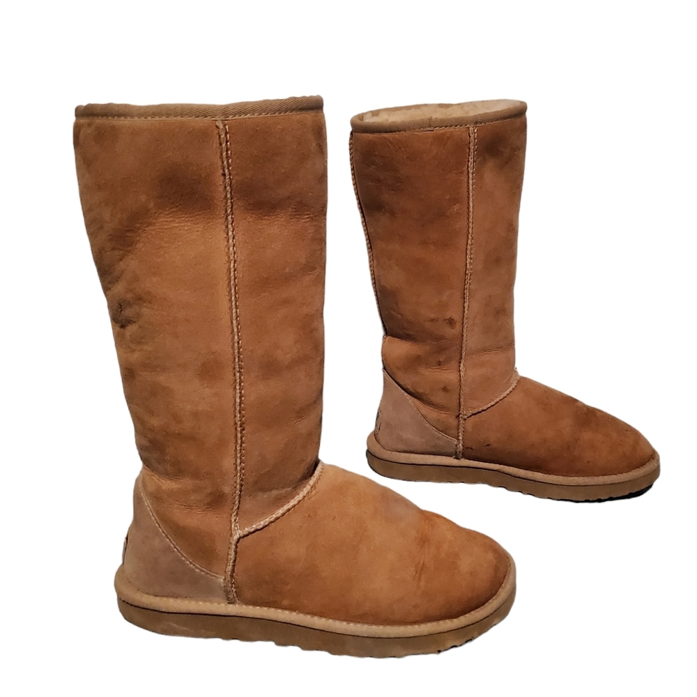 UGG 5815 Chestnut Leather Sheepskin Boots Women's Size 7 - Picture 3 of 12